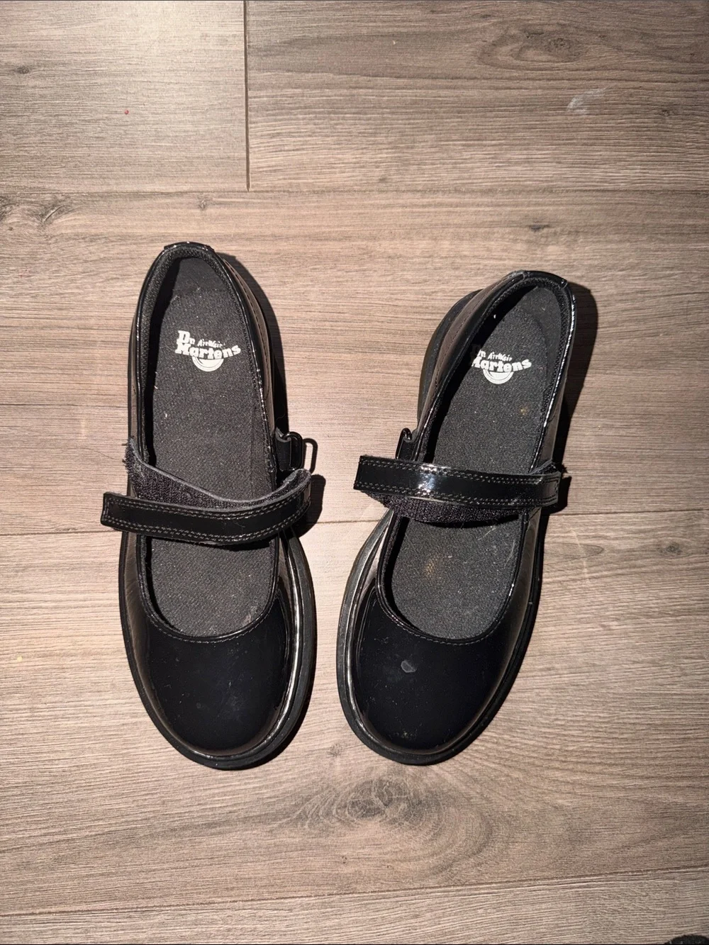 Dr. Martens Girls Black Patent Mary Jane Strap Shoes